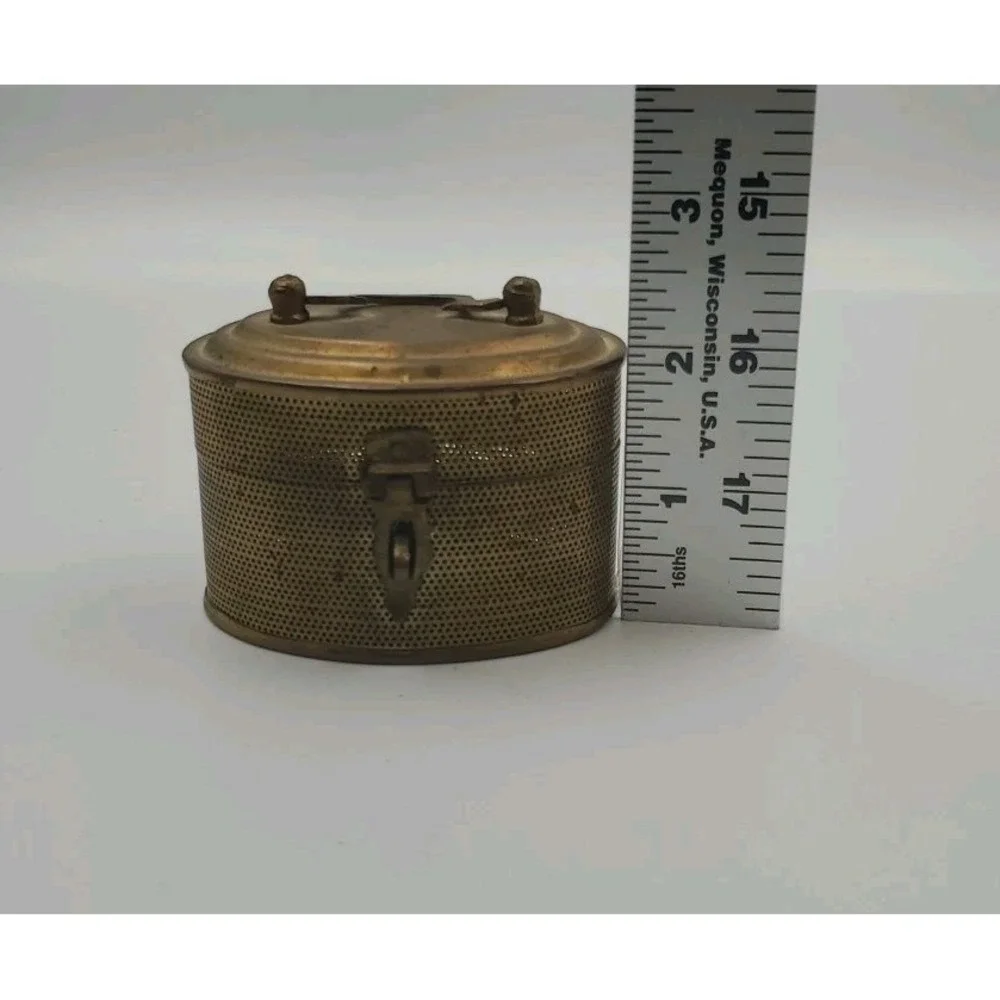 Vintage Indian Handcrafted Brass Jali Cut Box Trinket Storage Stash Decorative